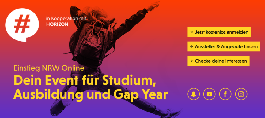Einstieg NRW Online - Dein Event für Studium, Ausbildung und Gap Year